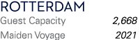 rotterdam Guest Capacity 2,668 Maiden Voyage 2021 