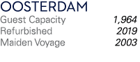 Oosterdam Guest Capacity 1,964 Refurbished 2019 Maiden Voyage 2003 