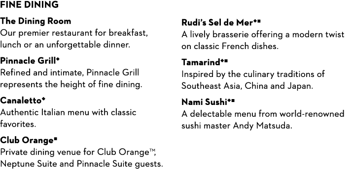 Fine Dining The Dining Room Our premier restaurant for breakfast, lunch or an unforgettable dinner. Pinnacle Grillu R...