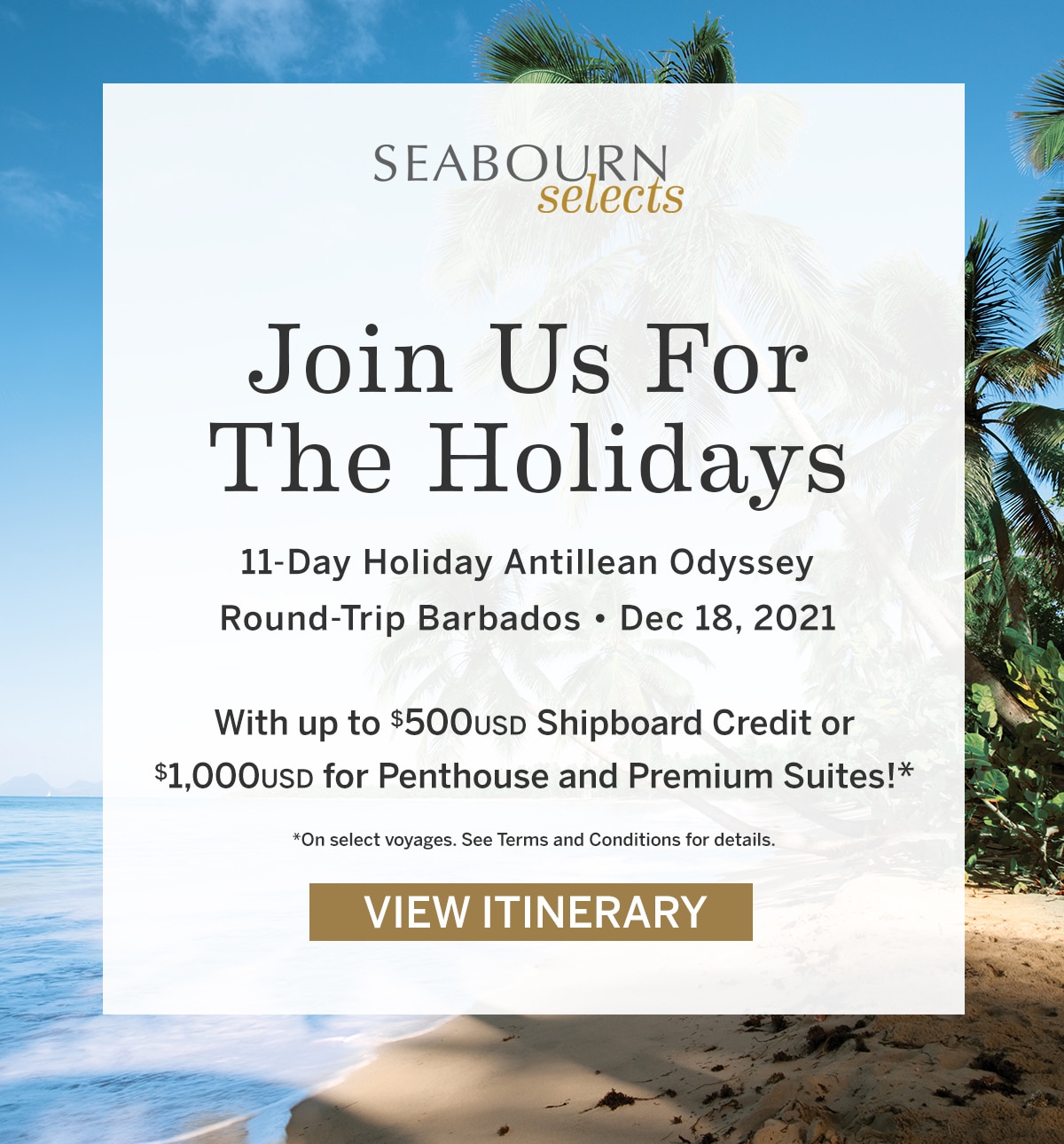 Seabourn Selects | Join                                            Us For The Holidays