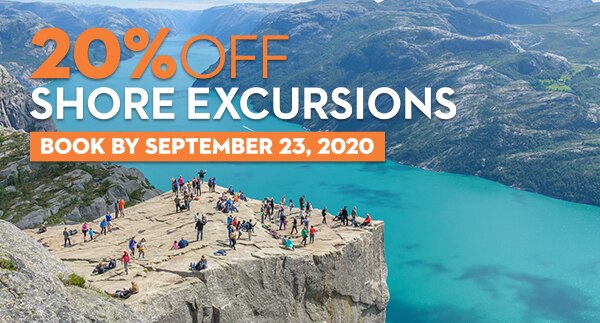 20% off shore excursions | Book by September 23, 2020